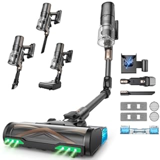 Proscenic P20 Aspirateur Balai sans Fil,70Kpa/680W/70Min Aspirateur Laveur avec Nettoyage de Sol,Aspirateur Pliable sans Fil Puissant,Autoportante,Brosse Anti-Enmêlement pour Tapis,Poils Animaux,Voit