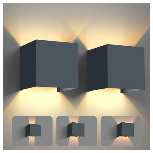 vatato 2 Stück LED Wandleuchte 12W, Innen/Aussen Aluminium Wandlampe Einstellbarer Lichtstrahl, 3000K Warmweiß Außenwandleuchte IP54 für Wohnzimmer Schlafzimmer Garten (Anthrazit Ral 7016)