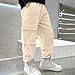 Girls Cargo Pants 2025 Fashion Cotton Twill Sweatpants Straight Leg Workout Hiking Pants Unisex Kids Outdoor Joggers Beige