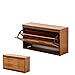 Portascarpe Scarpiera Panca Legno 2 Ripiani Scarpiera Scaffale a Scomparsa Armadio scarpiera Organizzatore per Ingresso/corridoio Scarpiera (Color : Wood, Dimensione : 80cm)