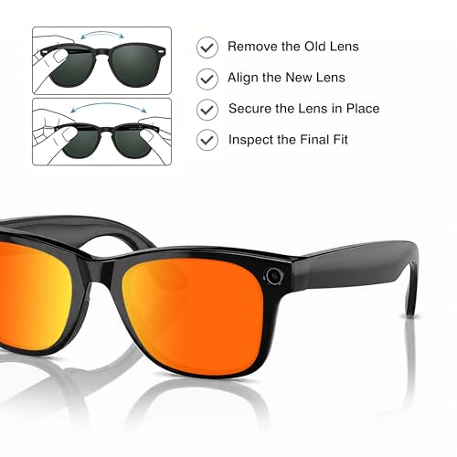 Image of YEIN Replacement Lenses for Ray-Ban Meta RW4006 /RW4012(50mm), Photochromic /Blue Light Blocking /Polarized Sunglasses Lenses