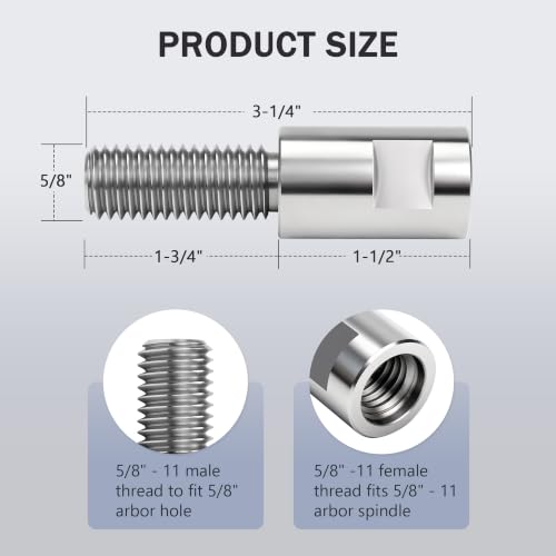 Image of Airway Buff Extender, Airway Buffing Wheel Extension Shaft, 5 /8 inch-11 Threads Arbor Extended Adapter, Universal Angle Grinder Attachments, for Aluminum Wheel Polishing Kit-2 PCS
