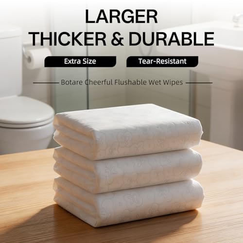 Image of Flushable Wet Butt Wipes for Adults (6 Packs of 80 Counts - 480 Count), Unscented Extra-Large Gentle Plus, 99% Purified Water with Aloe Essence, for Men & Women Bathroom Toilet Use