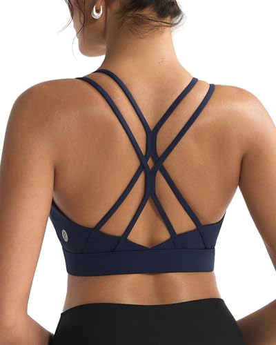 Image of RUNNING GIRL Sports Bras for Women,Strappy Crisscross Back Padded Low Impact Running Sports Bra with Removable Cups
