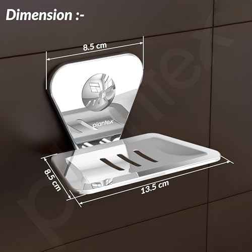 Image of Plantex Pyramid Stainless Steel Soap Dish /Soap Stand /Bathroom Soap Holder /Soap Case Bathroom Accessories (Chrome)