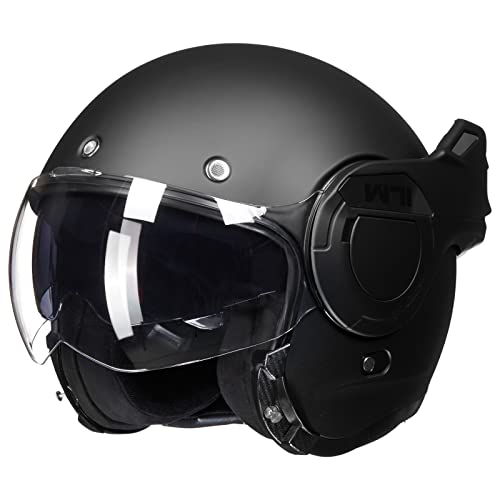 ILM Clear Visor for Modular Motorcycle Helmet for Adults Men ATV UTV with 180° Reversible Chin Guard DOT Model-B707 (Clear,S/M)