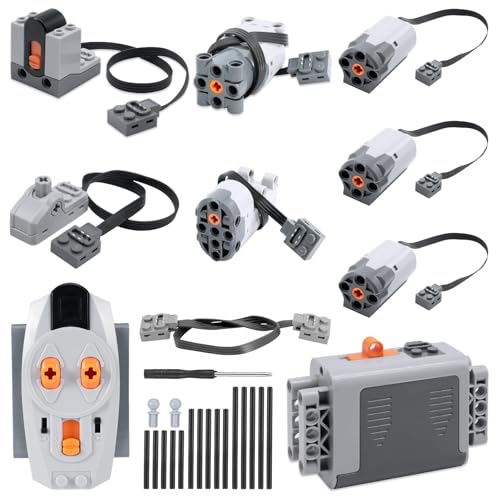 AYWHP 25 PIEZAS Juego de Motores Power Functions de Juguete, Juego de Motores Servo Power Function con Motor M/L/Servo, Caja de Baterías, Control de Interruptor de Potencia, Módulo de Iluminación