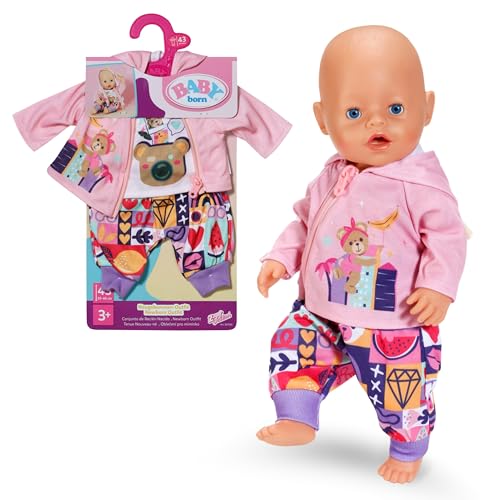 BABY Born Neugeborenen-Outfit - Langarmshirt, Hose & Jacke mit Teddyohren - Hochwertiges Puppenzubehör - Kleidung geeignet für Puppen der Größe 43 cm