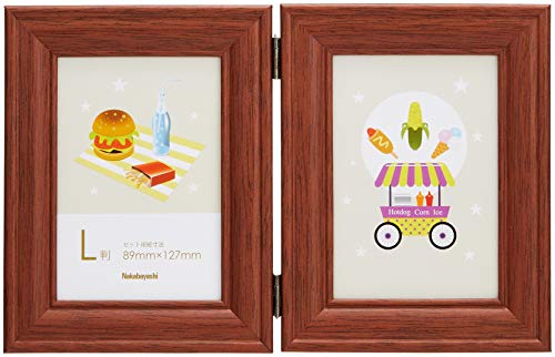 ナカバヤシ 木製ツインフォトフレーム L判タテ+L判タテ 84398