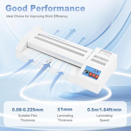 Plastificatrice con Motore ad Alta velocità, funzioni Caldo/Freddo, Temperatura Regolabile, Ideale per Ufficio e Uso Commerciale.