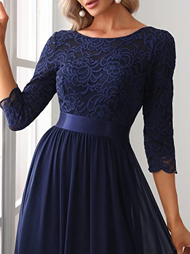 Ever-Pretty Womens Plus Size Crewneck Lace Long Sleeve Maxi Petite Evening Gowns Navy Us26 #TOP4