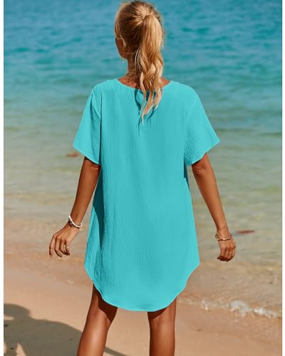 SimpleFun Womens Swimsuit Coverup Lace Crochet V Neck Bathing Suit Cover Up Dress Beach Cover Ups for Swimwear4