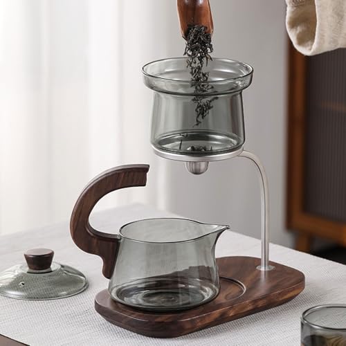 Tetera de vidrio de alto borosilicato con soporte y tapa para té en hojas 6