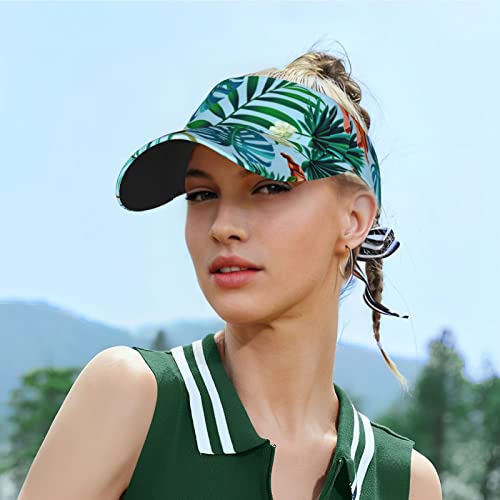 Hawaiian Tropical Flower Sport Sun Visor Hats Adjustable Empty Top Baseball Cap Flower Ball Caps For Women And Men #TOP5