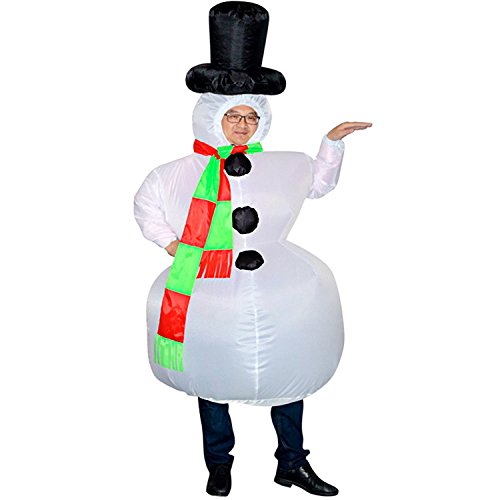 Wecloth Christmas Inflatable Snowman Cosplay Costume Party Fancy Dress Blow Up Body Suit Jumpsuit (Adult)