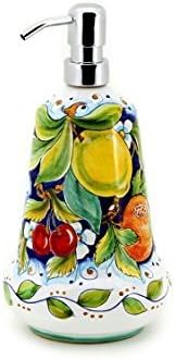 DERUTA FRUTTA: Liquid Soap/Lotion Dispenser (Large - 26 oz) [#9508-DRF] - Authentic Hand Painted in Italy. Original Design. Shipped from The USA with Certificate of Authenticity.