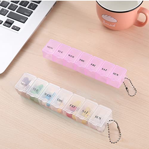 2-delige pillendoos, draagbare pillendoos Reistabletdoos 7 dagen tablet-organizer met compartimenten voor medicatie, supplementen, vitamines en levertraan (roze en wit) - Afbeelding 4
