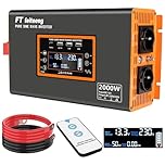 2000W/4000W inverter 12v 220v onda pura, inverter auto 12v 220v onda pura con display LCD, Telecomando，porta USB-C e porta QC 3.0 per veicoli di emergenz，camper, camion ect