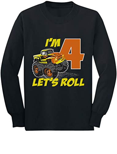 Tstars Birthday Gift 4 Year Old Boy Truck 4th Birthday Toddler/Kids Long Sleeve T-Shirt