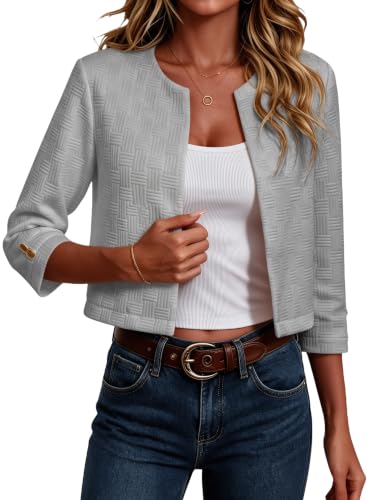 Cropped Lightweight Jackets for Women Trendy 3 Quarter Sleeve Cardigan Coat - image 1