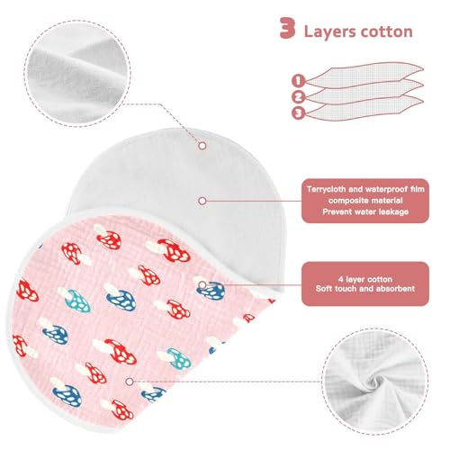 Kigai Mushroom Burp Cloths for Baby 4-Layer Cotton Muslin Burping Cloths 22x11 inch Super Soft & Absorbent Spit Up Burp Rags for Newborn Boys Girls 1 Pack3