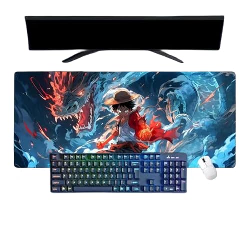 One Piece Luffy Anime - Alfombrilla de ratón XXL, 800 x 300 mm, alfombrilla de ratón para teclado impermeable con base de goma antideslizante superficie texturizada
