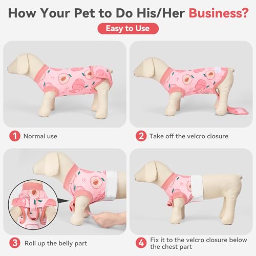 Image of cyeollo Dog Surgery Recovery Suit, Soft Dog Onesie, E-Collar & Cone Alternative, Spay Neuter Suit for Male Female Dogs, Anti-Licking Wound Surgical Clothes, Comfy Body Suit for Small Dogs, Peach S