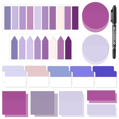 Glenmal Transparent Sticky Note Set, 910 Sheets,Purple