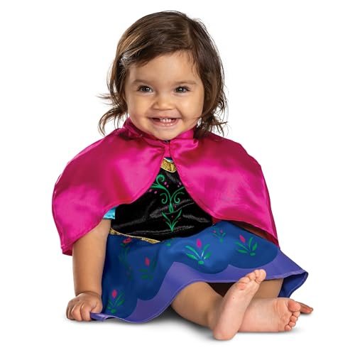 Disney Frozen Anna Traveling Infant Costume, Official Frozen Baby Costume Onsie with Cape, Size (12-18 months)