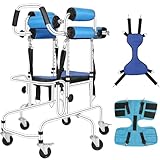 Gehhilfe für Menschen mit Zerebralparese, 6-Rad-Gehhilfe, Behindertengerechte Zerebralparese-Rehabilitation, Stehhilfe, Upgrade mit Doppelkissen, Hilfsgerät