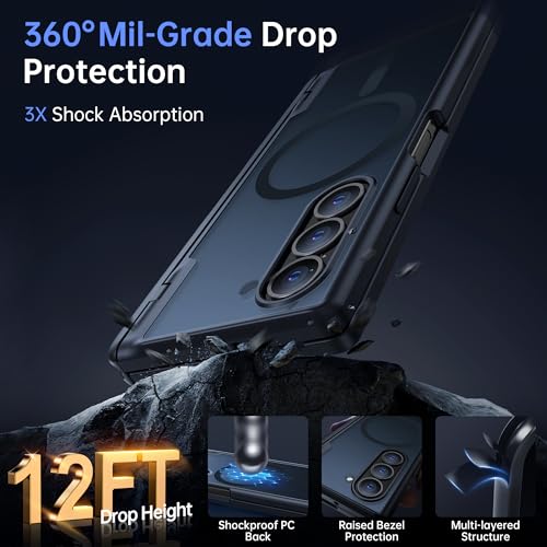 MOBOSI Magnetic for Z Fold 6 Case with Privacy Screen Protector, Compatible with Magsafe, Full-Body Slim Coverage Hinge Protection, Shockproof Phone Cover for Samsung Galaxy Z Fold6, Black