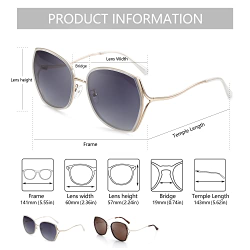 Zenottic Polarized Sunglasses For Women Cateye Oversized Vintage Metal Frame Gradient Lens Sun Glasses Uv400 Protection #TOP4