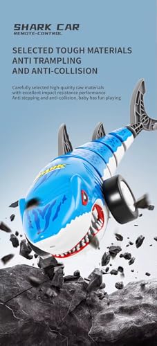 Image of Jack Royal Rechargeable Remote Control Shark Stunt Car for Kids, 360 Rotational, LED Lights, 2.4GHz RC Stunt Toy, High-Speed Shark-Themed Racing Car, Fun Toy and Birthday Gift for Kids (Blue)