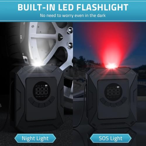 Compresor de aire portátil de 150PSI con manómetro digital de 12V 6