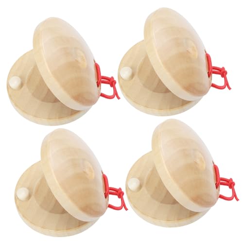 Milisten 2sets 4pcs Castanet Musical Instrument Unique Orff Percussion for Music Education Lightweight Design for Hand and Brain Coordination for Early Learning and Fun Activities 4pcs*2