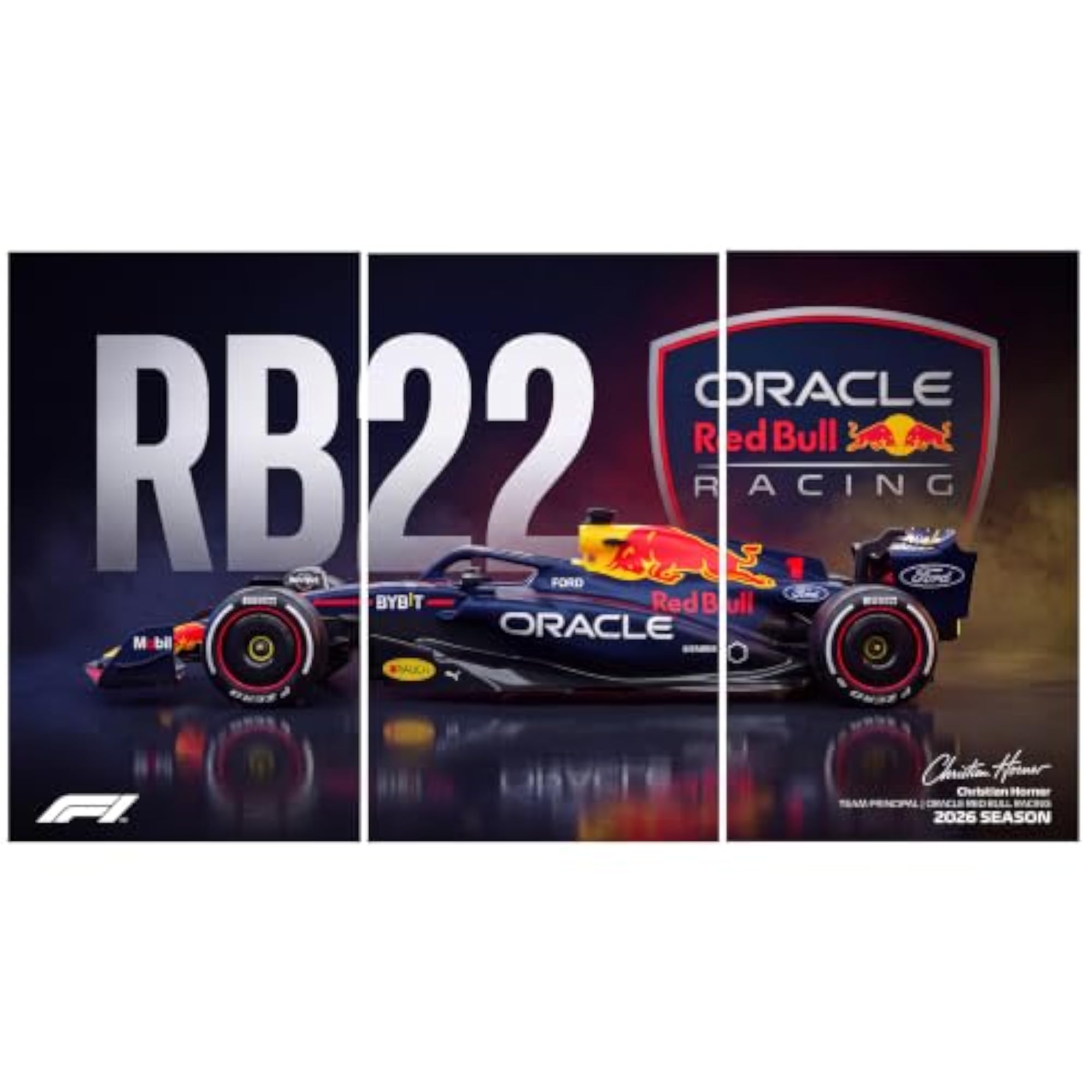 RedBull F1 Team Inspired 3-Panel Landscape Split Poster Set