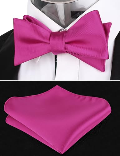 Image of Alizeal Mens 2pcs Solid Self-tied Bow Tie Set | Alizeal Mens 2pcs Self-tied Solid /Animal Bow Tie and Pocket Square Set Perfect for Wedding Business Formal Events