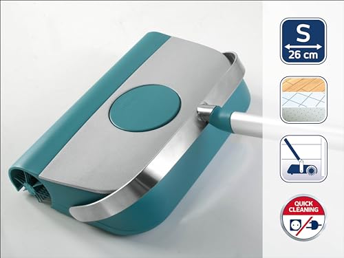 Leifheit Kehrer Regulus Supra, Teppichkehrer für die schnelle Reinigung von Teppich, Laminat und Fliesen, Kehrbesen ohne Akku und Strom, mechanische Bodenreinigung, Bodenkehrer ohne Beutel