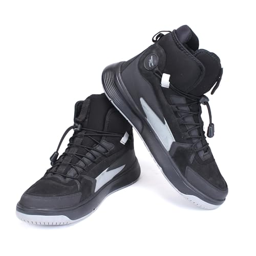 Image of Red Chief Sports Casual Sneakers for Men & Boys | Stylish Lace Up Low Ankle Shoes | Everyday Sneakers | Comfortable Trendy Footwear | Black-Hr.Grey | Size-7 | C6002 F021