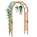 Giantex 7.7FT Wooden Garden Arbor Trellis, Outdoor Pergola Arch with Climbing Plant Support, Wood Wedding Arch for Ceremony, Pathway, Birthday Party, Garden Décor, Weather-Resistant, Easy Assembly