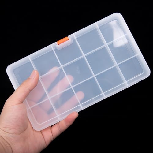 Image of Jewelry Organizer (2 Pack) Clear Plastic Organizer Box (15 Girds), Beads Storage Containers Box for Small Items and Other Craft Projects,Size 7.91 x 4.37 x 0.71 in
