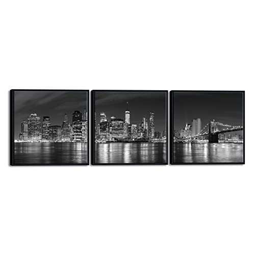 Pyradecor Large Black Framed Wall Art New York City Skyline