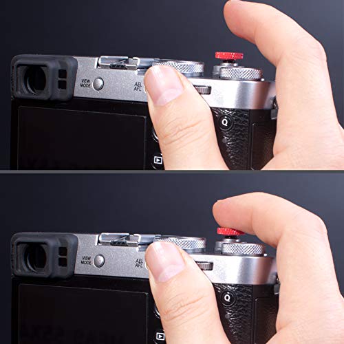 VKO Camera Soft Release Button, Shutter Button Compatible with Fujifilm X-T4 X-T30 X-T20 X-T3 X-T2 X-PRO3 X-PRO2 X100S X100T X100F X30 X-E3 RX1R RX10 II III IV M10 Red(2-Pack)