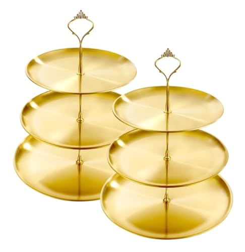 HDICUHNANU Soporte para Cupcakes,Galletas Soporte For Cupcakes De Acero Inoxidable De 3 Niveles, Bandeja For Servir Pasteles, 2 Unidades Snacks