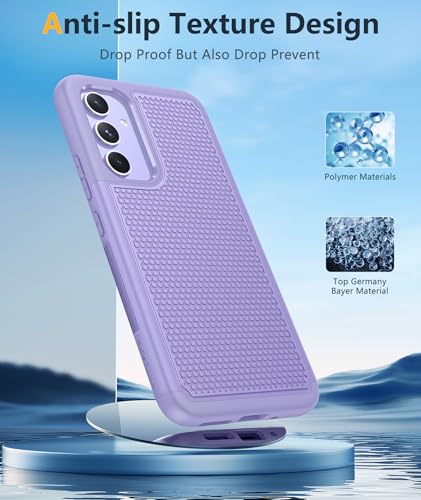 Image of FNTCASE for Galaxy A54-5G Phone Case: Samsung A54 5G Military Grade Drop Protection, 14ft Drop Tested, Screen Protector Included, Anti-Slip Textured, TPU+PC Dual Layer Shockproof Cover (Light Purple)