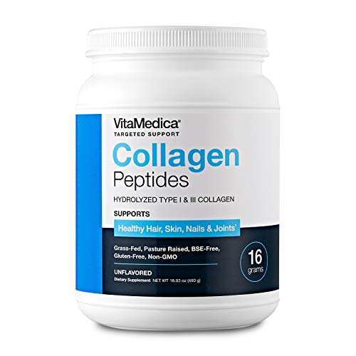 Hydrolyzed Collagen Peptides Powder for Hair Skin, & Nails- Unflavored, Non-GMO, Pasture Raised, Grass-Fed | VitaMedica