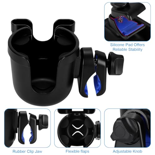Image of Accmor Wheelchair Cup Holder with Phone Holder, Universal 360 Rotatable Walker Cup Holder Rollator Scooter Accessory