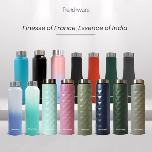 Frenchware Water Bottle (1 Litre, Premium Stainless Steel, Aqua Blue) Bottle for Fridge, School, Outdoor, Gym, Home and Office, Scratch-Resistant, Rust Free, Non-Toxic, Easy-to-Clean