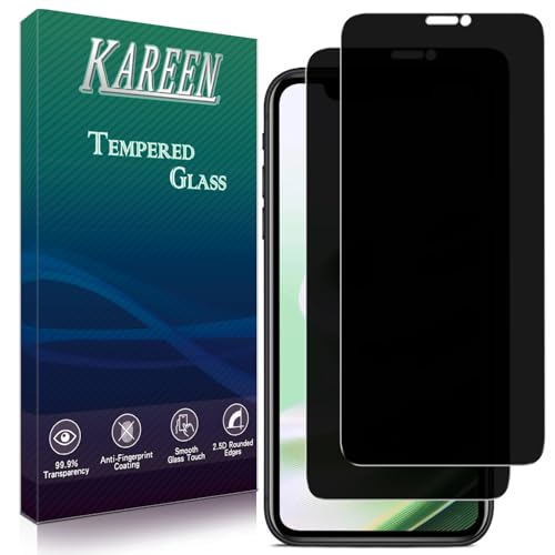 KAREEN 2 Pack Privacy Screen Protector for iPhone 11 iPhone XR Anti Spy Tempered Glass 9H Hardness Easy to Install Bubble Free