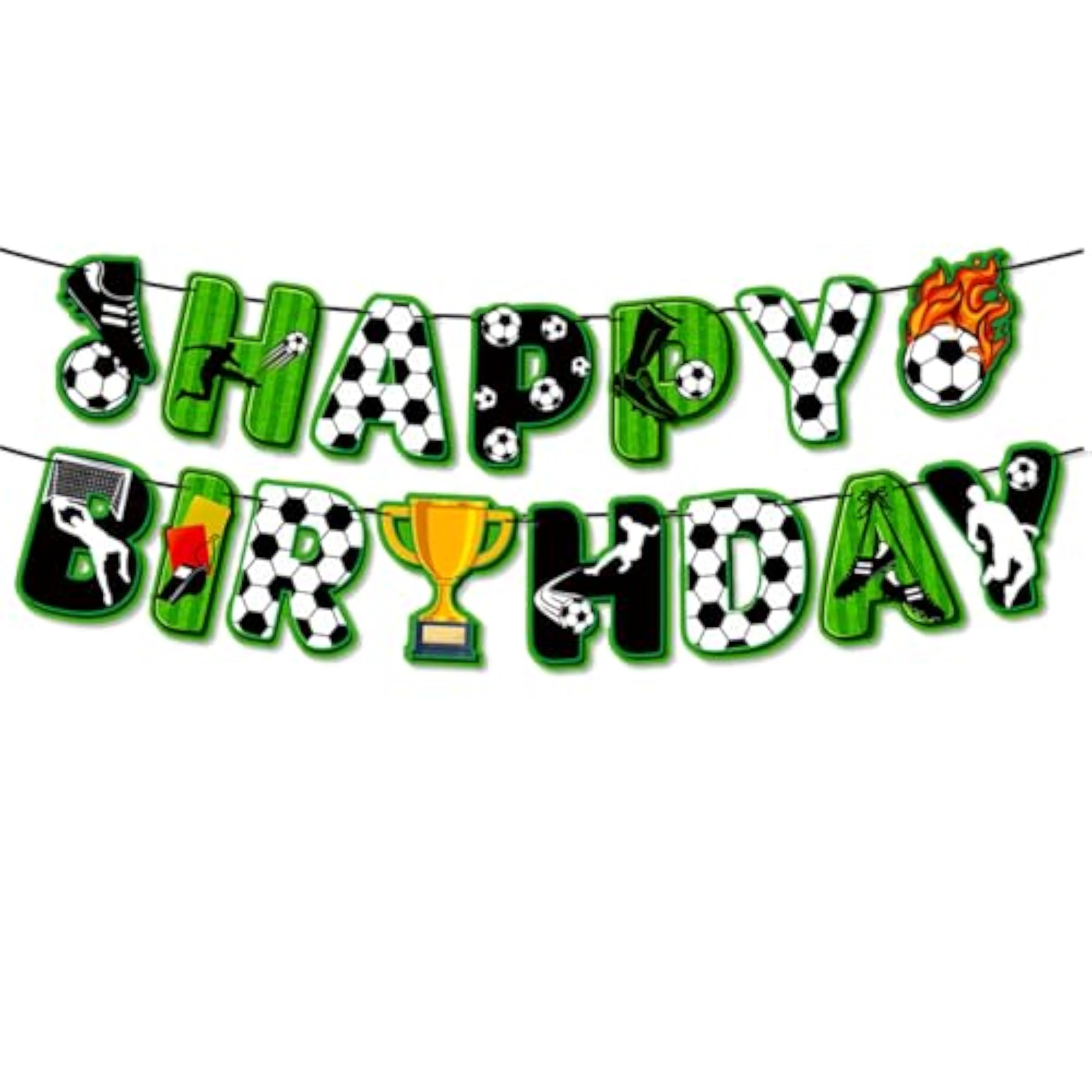 Banderines fútbol cumpleaños niños – 1 set guirnalda fútbol decorativa fiesta infantil – decoración temática balón cumpleaños niño niña – pancarta reutilizable interior exterior
